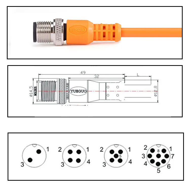 Cable Conector de Alto Rendimiento M12 para Carga de Vehículos Eléctricos