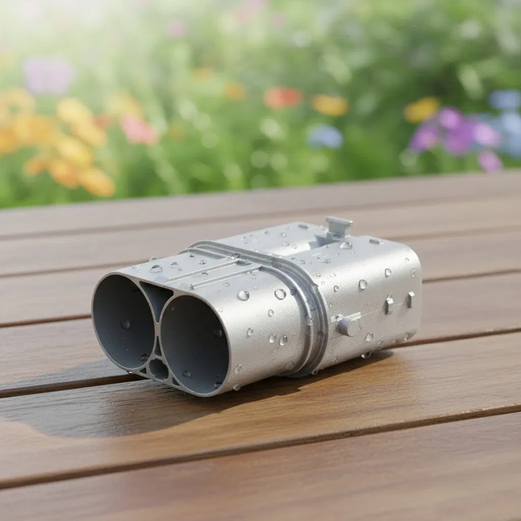 Conector de doble orificio de fundición a presión de zinc directo de fábrica con retención lateral para el sistema de energía Nev