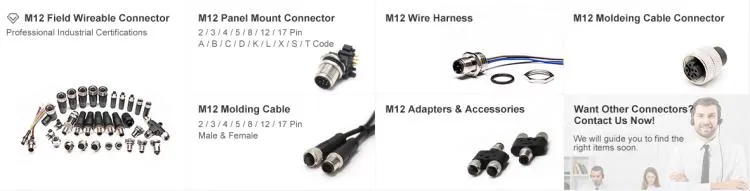 M12 Conector Circular de Sensor 3 Pin Macho Hembra a Código