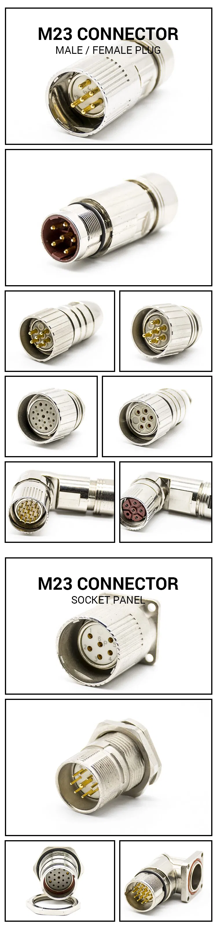 M23 12-Pin Conector de Encoder de Señal Metálico para Motores de Servo