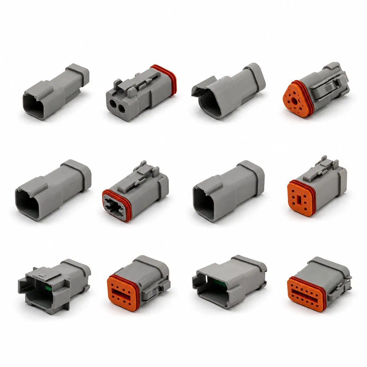 Conector Automotriz a Prueba de Agua de Carcasa Gris Serie Dt Alemán Dt04-2p/3p/4p/6p/8p/12p Conector de Cable Macho Hembra, EV, PA66