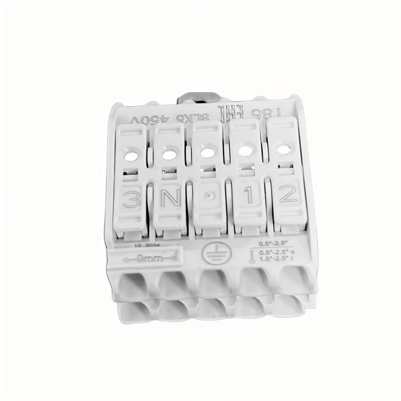 Conector de luminaria sin tornillos Conector de iluminación Conector de lámpara 5 Polos Conector de cable Conector sin tornillos Color blanco 5 Terminal de pin