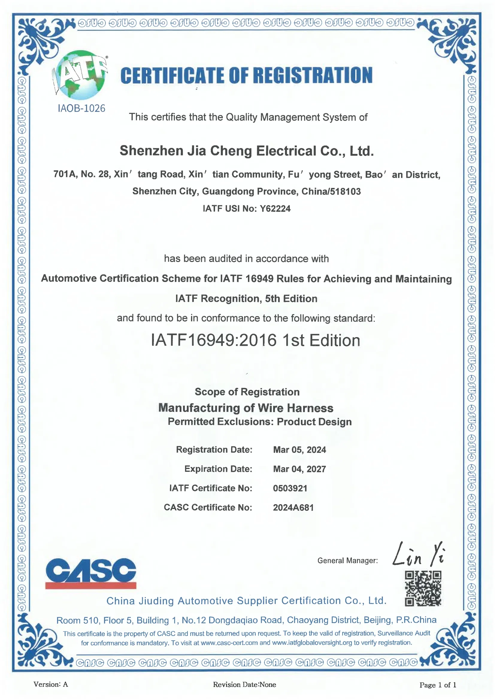 Certificado de Calidad ISO 13485