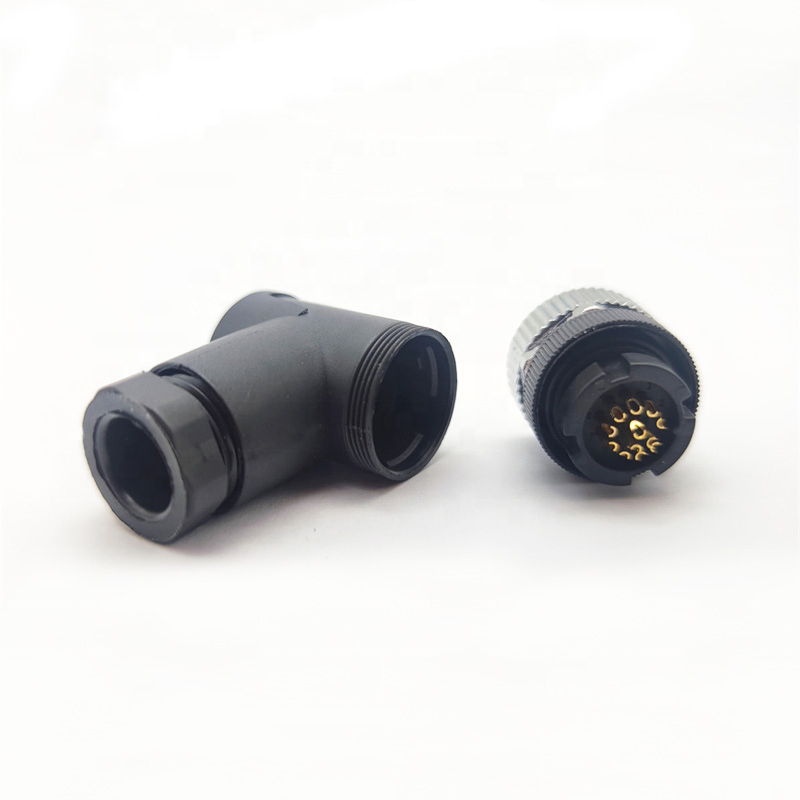 M12 Conector Circular de Sensor de Ángulo Recto Derecho 4 5 8 12 Pin