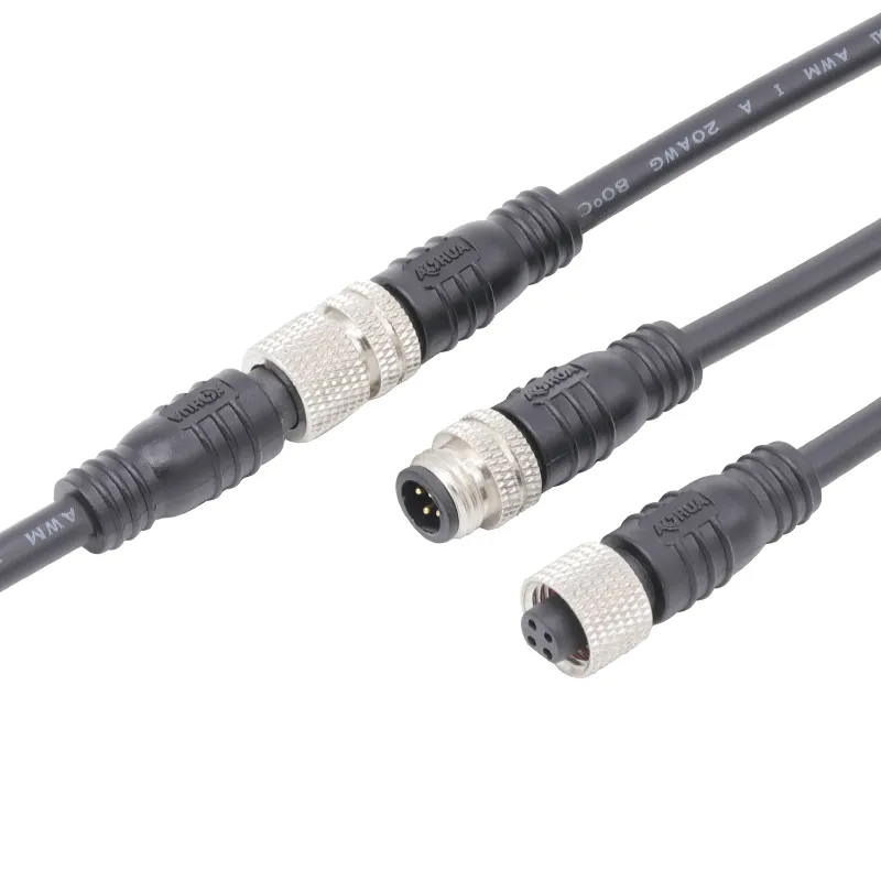 Cable de goma Pin IP65 Conector metálico macho hembra a prueba de agua M8 Sensor