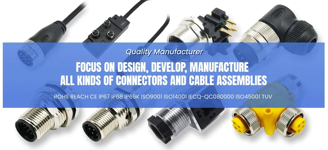 Conector de PCB de ángulo recto masculino para panel frontal con código B a prueba de polvo para uso automotriz M8 5