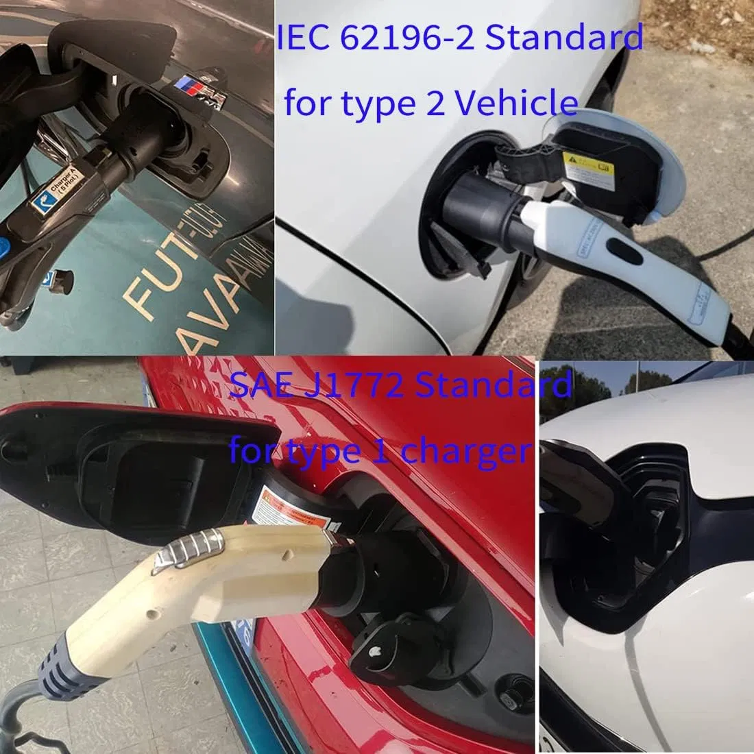 Adaptador de Cargador de EV Tipo 1 a Tipo 2 Adaptador de Carga de Vehículo Eléctrico (SAE j1772 a IEC62196)
