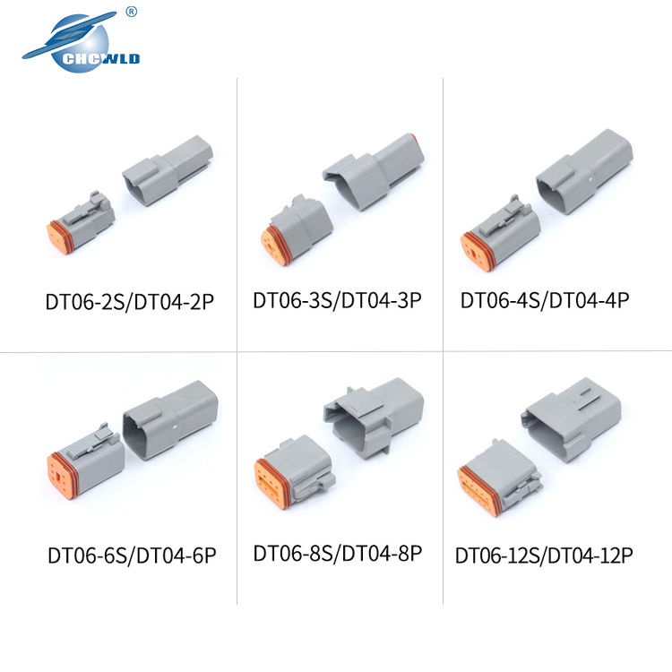 Conector de enchufe de alta calidad Deutsch Dt Dt04 Dt06 2 3 4 6 8 12 terminal eléctrico de cable de arnés de alambre a prueba de agua para automóvil, conector automotriz macho y hembra
