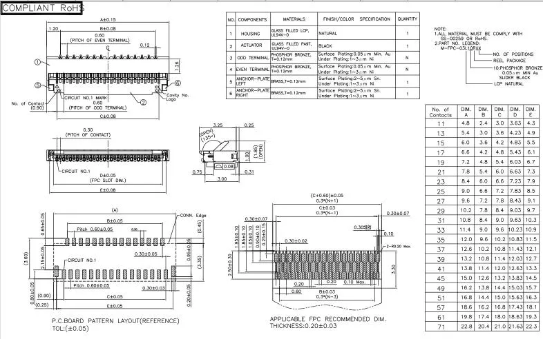 Conector Personalizado, FPC, FFC, Producir una Línea Completa de Circuitos Impresos Planos