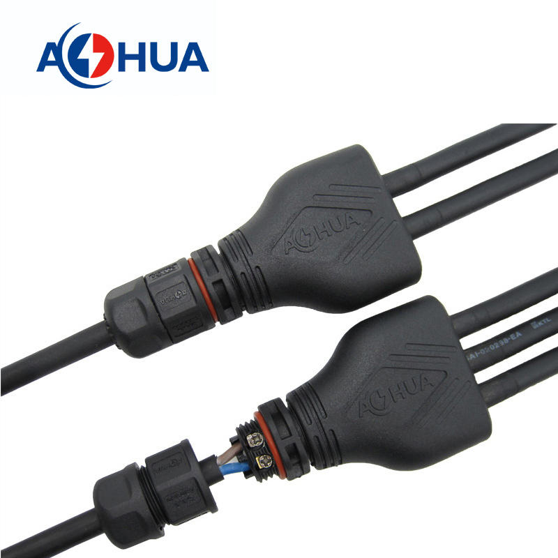 Conector de iluminación de invernadero interior ODM tipo Y con fijación rápida por tornillo divisor 1 en 2/3/4/5 formas de salida, conector a prueba de agua para lámpara de crecimiento de plantas