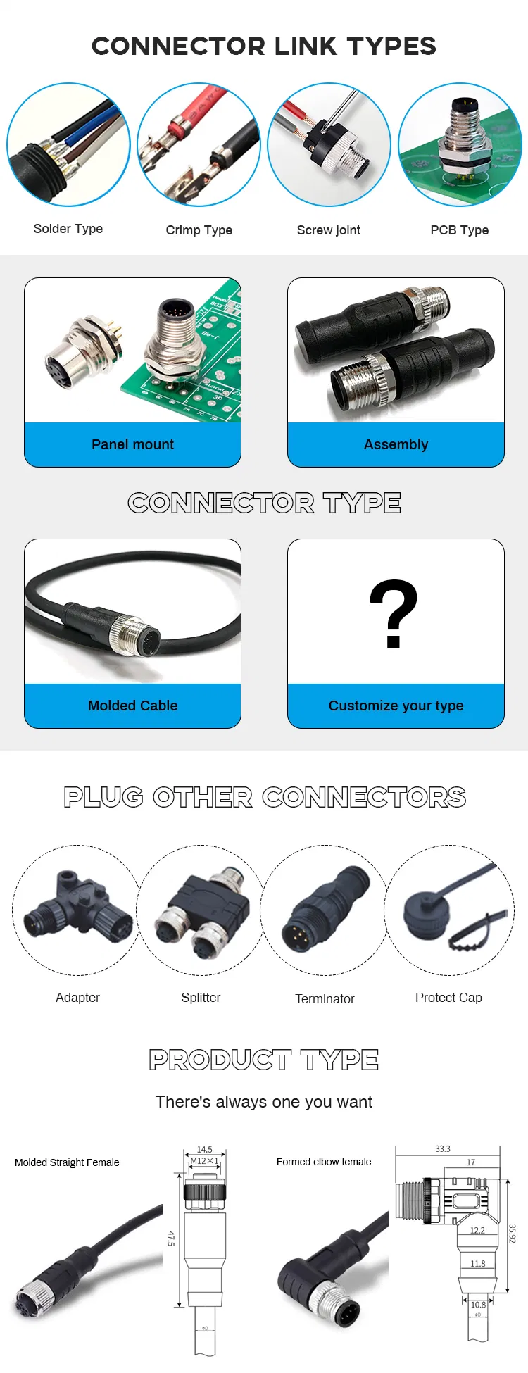 Conector de cable de sensor multi núcleo a-Code industrial IP67 M12 17-Pin masculino