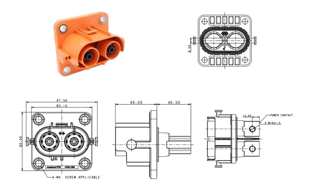 Conjunto de arnés de cableado con blindaje metálico de alta tensión Hvil 2 con conector para sistema automotriz eléctrico Hvc2p60fs1