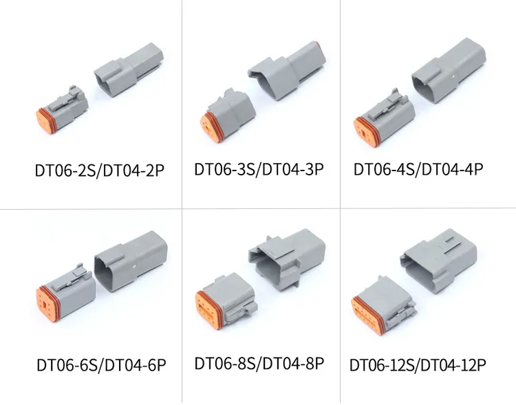 Conector de enchufe de alta calidad Deutsch Dt Dt04 Dt06 2 3 4 6 8 12 terminal eléctrico de cable de arnés de alambre a prueba de agua para automóvil, conector automotriz macho y hembra