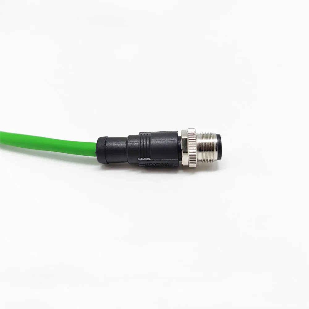 M12 a RJ45 Cámaras Industriales Ethernet Rectas 4pin Conector de Sensor Flexible D-Code