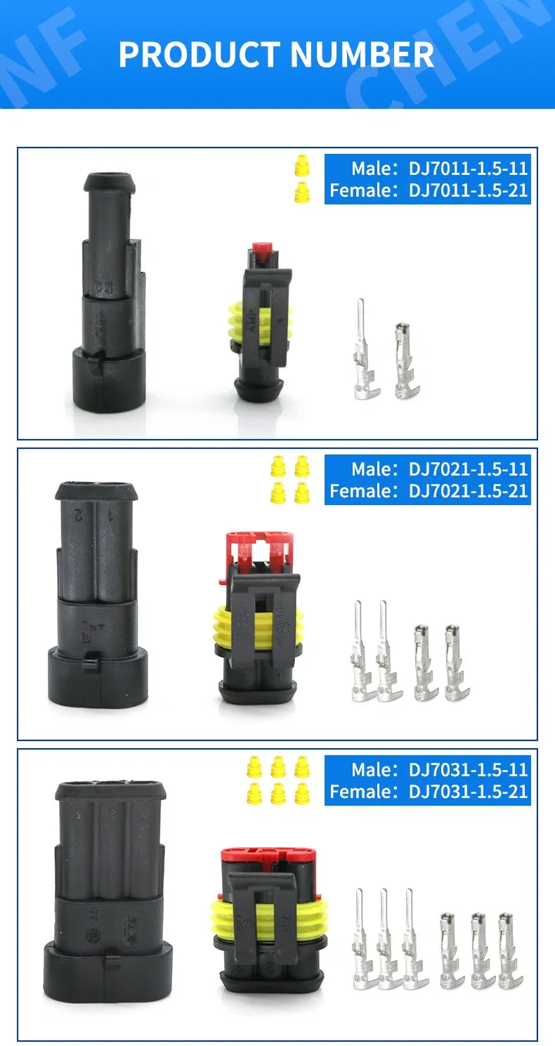 Soporte de cableado personalizado automotriz industrial con conector macho hembra 1/2/3/4/5/6pin sello impermeable IP67