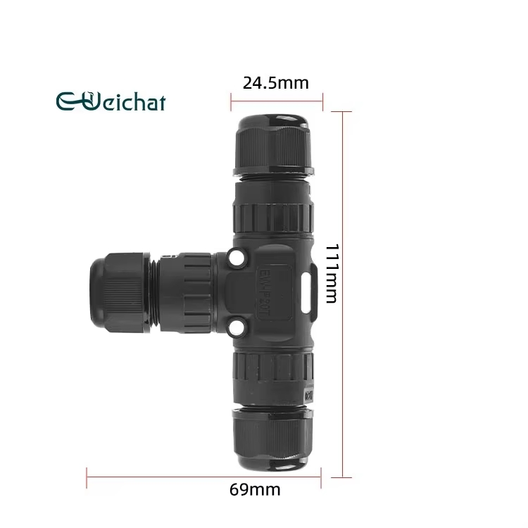 Iluminación LED exterior a prueba de agua Conector Tipo T IP68 Corriente nominal Diseño sin tornillos 16A