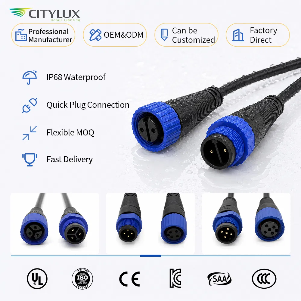 Citylux M15 IP68 Conector Impermeable 2 Conector de Cable LED de Pin para Iluminación LED Exterior