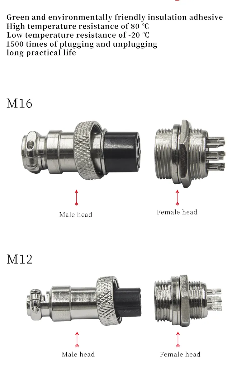 M12 M16 Aviación Automotriz 3-8 Conector de Cable de Enchufe Macho Hembra de Metal