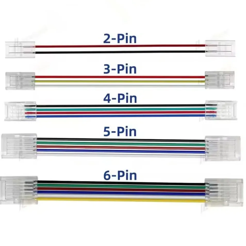 2-Pin Conector de tira LED SMD COB a cable 10cm Conector con cable pre-soldado para 8mm 10mm tiras de un solo color, cable de conexión rápida sin soldadura para iluminación bajo gabinete