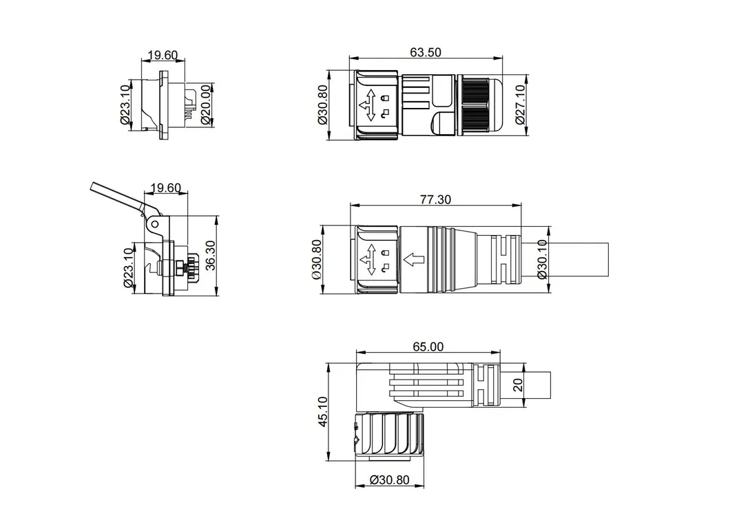 2 Pin de alta tensión IP67 Conector de motor impermeable para sistemas de baterías de litio