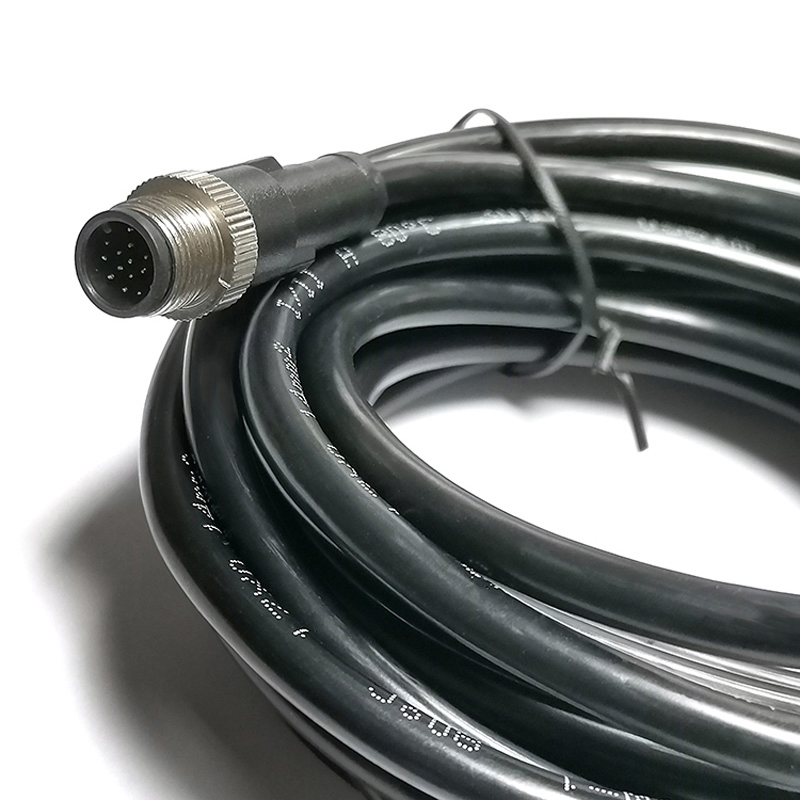 Conector de cable de sensor multi núcleo a-Code industrial IP67 M12 17-Pin masculino