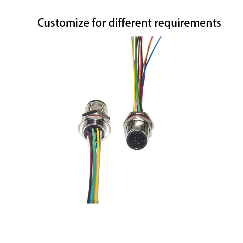 M12 Conector 12 Panel de Montaje Enchufe Macho Conector a Prueba de Agua Cable Arnés