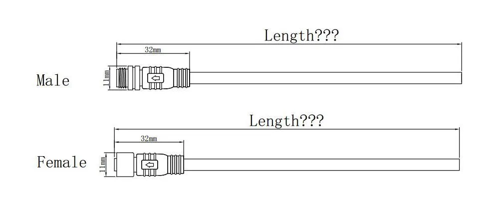 Cable de goma Pin IP65 Conector metálico macho hembra a prueba de agua M8 Sensor