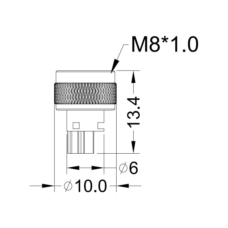 M8 5pin Conector Femenino Moldeable Sin Blindaje de Latón Niquelado Conector Industrial de Sensor