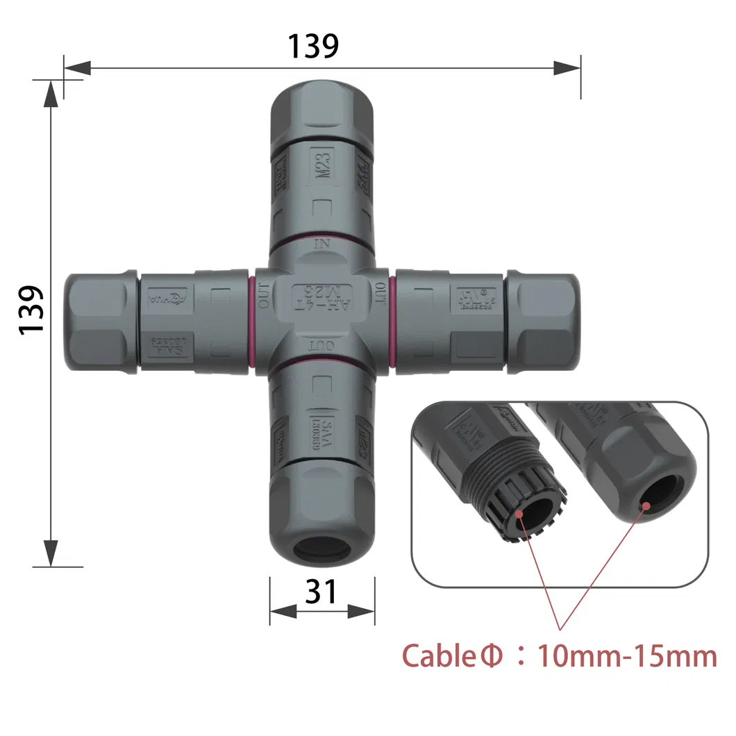 Conector de cable impermeable tipo X M23