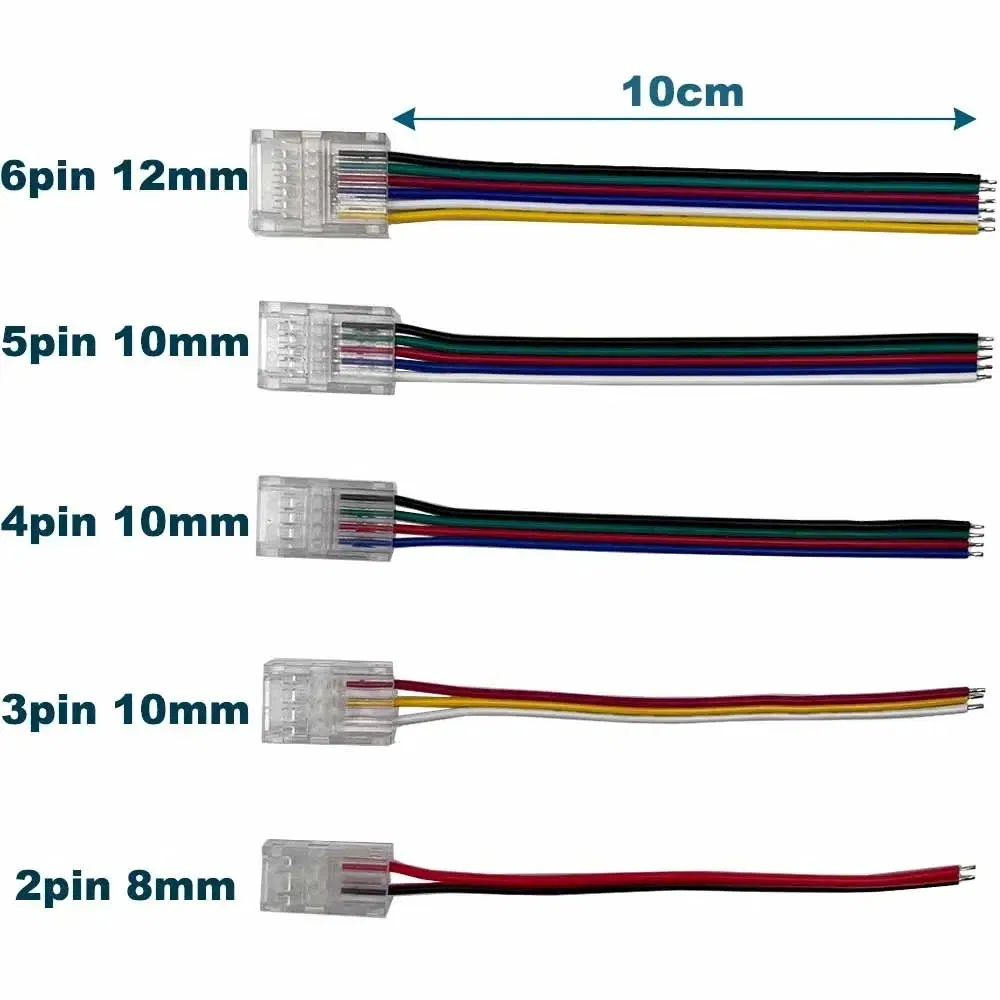 2-Pin Conector de tira LED SMD COB a cable 10cm Conector con cable pre-soldado para 8mm 10mm tiras de un solo color, cable de conexión rápida sin soldadura para iluminación bajo gabinete