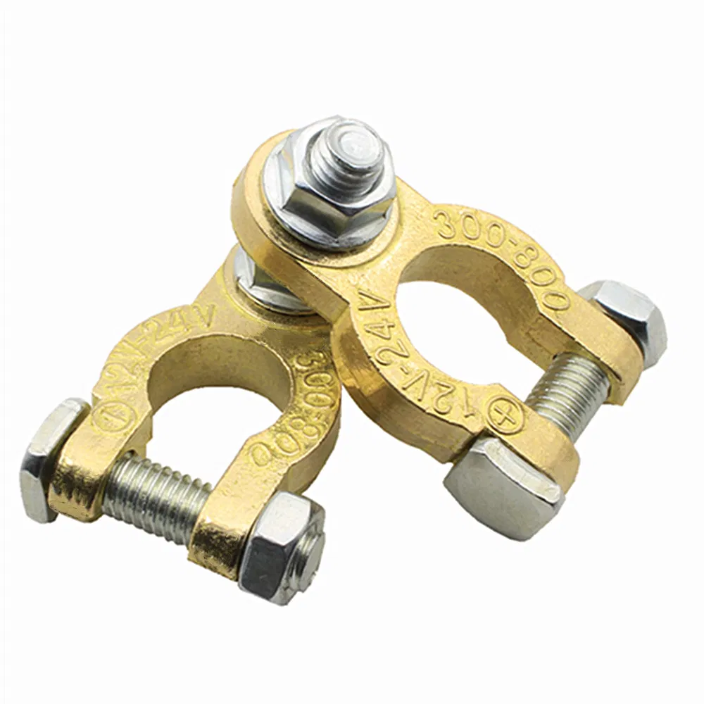 Motor Positivo Negativo Estándar Cobre Puro Latón H62 Batería Pila Clip Tornillo Único M8 Abrazadera de Batería Conectores de Terminal de Batería para Auto Universal