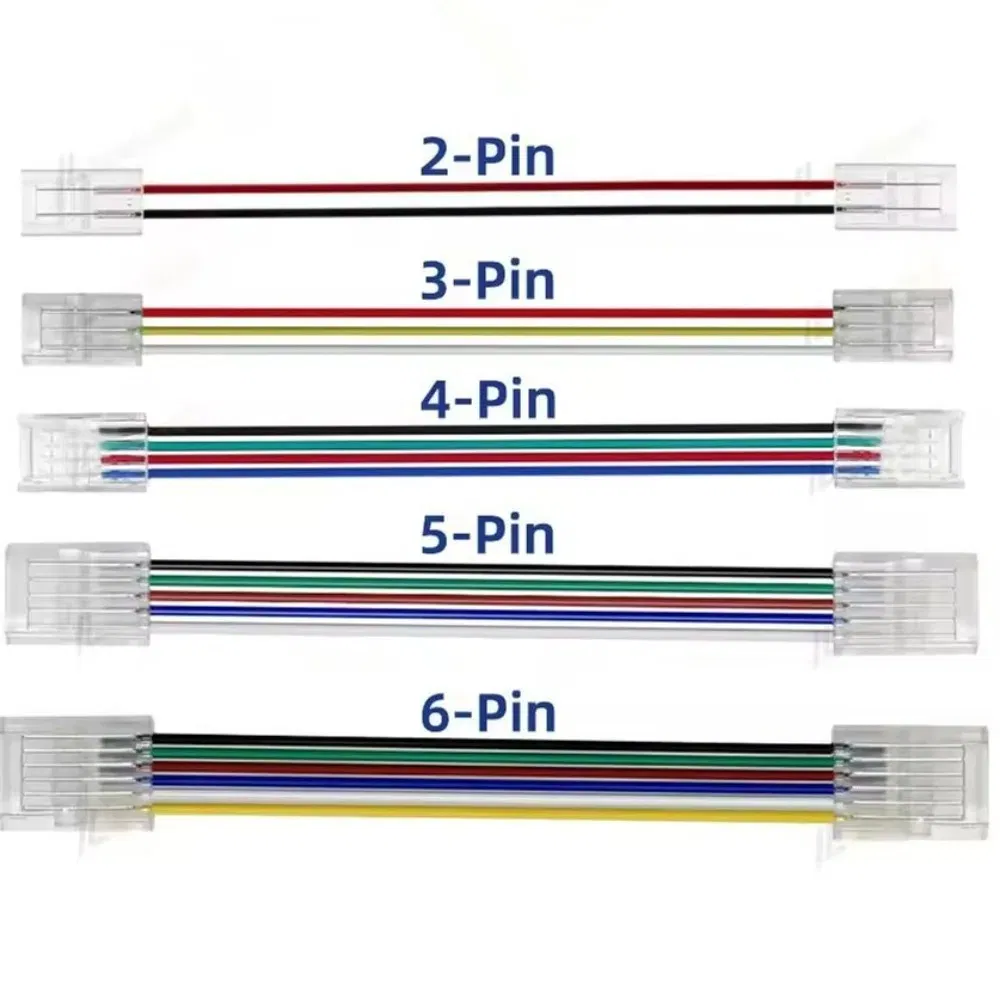 2-Pin Conector de tira LED SMD COB a cable 10cm Conector con cable pre-soldado para 8mm 10mm tiras de un solo color, cable de conexión rápida sin soldadura para iluminación bajo gabinete