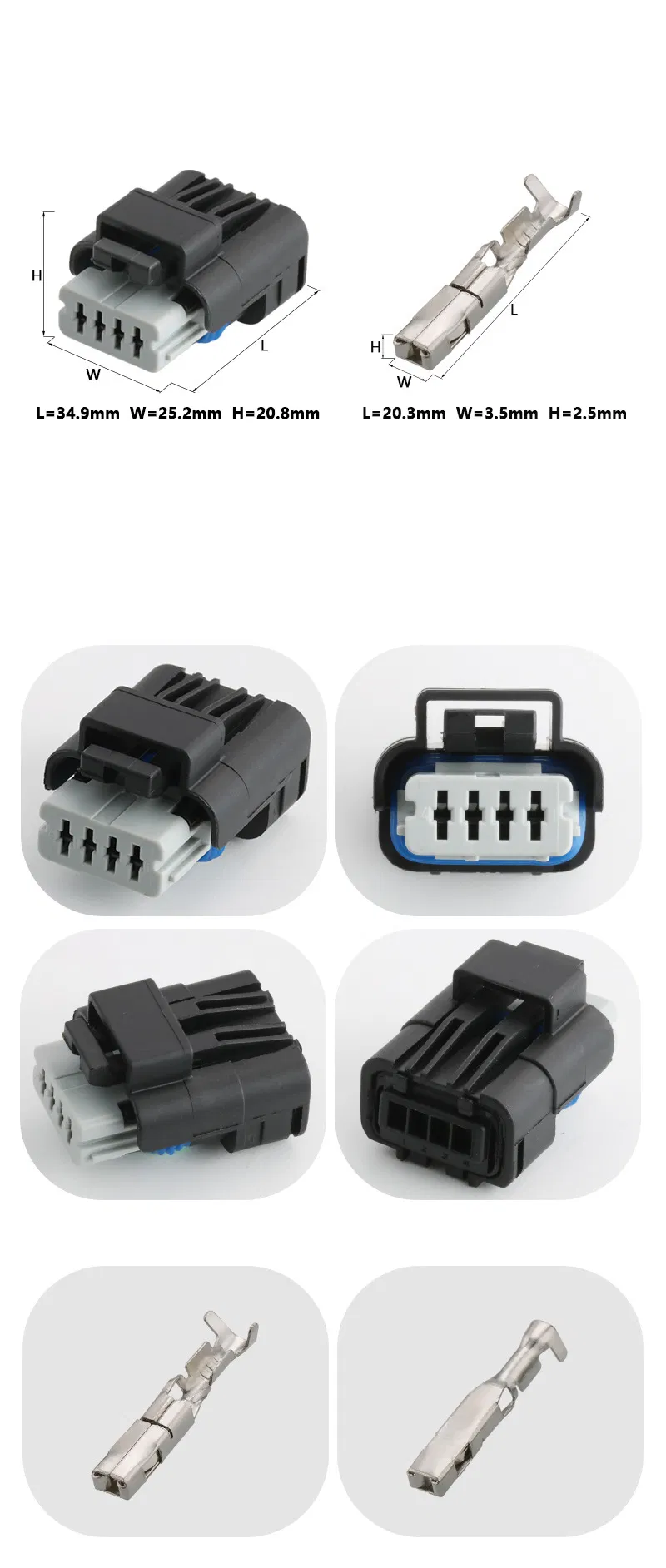 4p Conector de Coche 211PC042s4021 Es Adecuado para Cámara de Reversa Conector de Sensor de Presión Se Puede Equipar con Arnés de Cableado