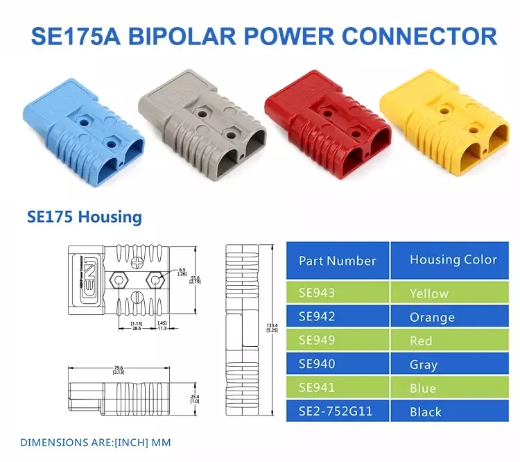 175A Conector de horquilla de doble polo / Conector de cargador de horquilla / Enchufe rápido de batería