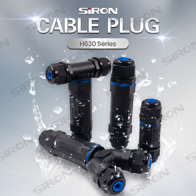 Siron H630 Cable de Alimentación Eléctrica 3 Pin 4pin para Uso en Iluminación LED Exterior o Subacuática IP68 Conector Impermeable