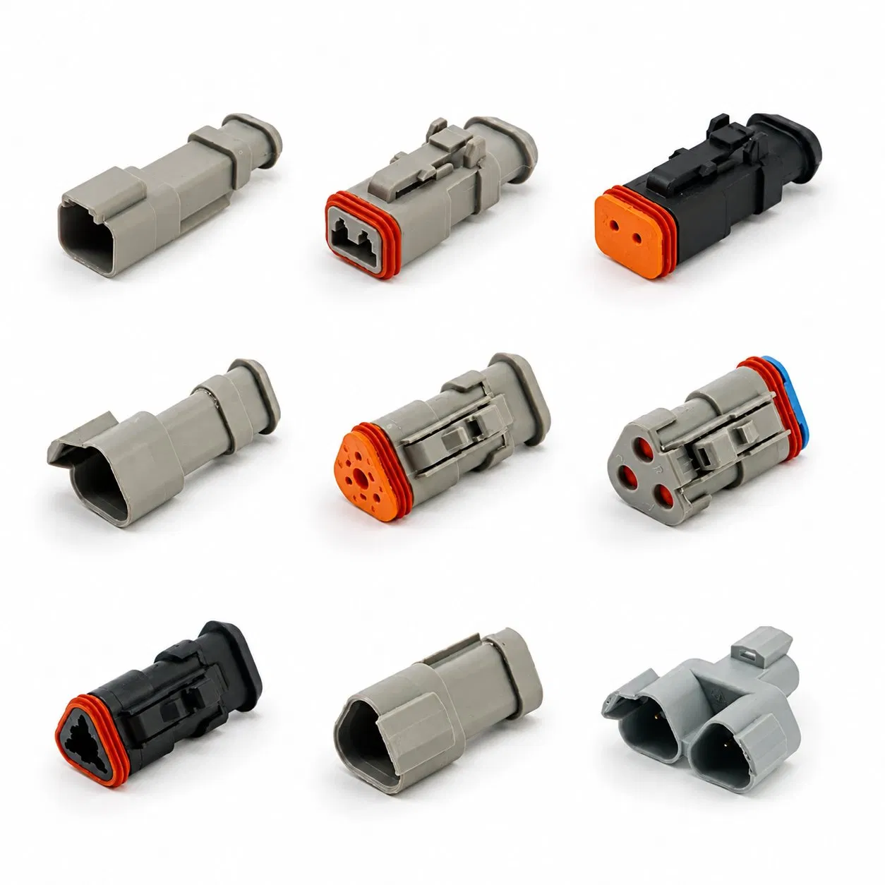 Conector Automotriz a Prueba de Agua de Carcasa Gris Serie Dt Alemán Dt04-2p/3p/4p/6p/8p/12p Conector de Cable Macho Hembra, EV, PA66