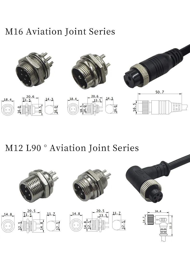 M12 M16 Aviación Automotriz 3-8 Conector de Cable de Enchufe Macho Hembra de Metal