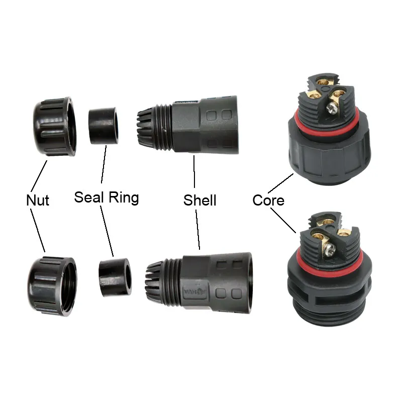 Conector de Potencia a Prueba de Agua para Ensamblaje de Motor Agrícola Exterior 2pin Masculino Femenino