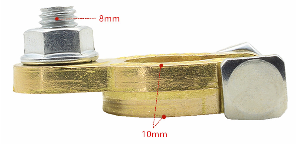 Motor Positivo Negativo Estándar Cobre Puro Latón H62 Batería Pila Clip Tornillo Único M8 Abrazadera de Batería Conectores de Terminal de Batería para Auto Universal
