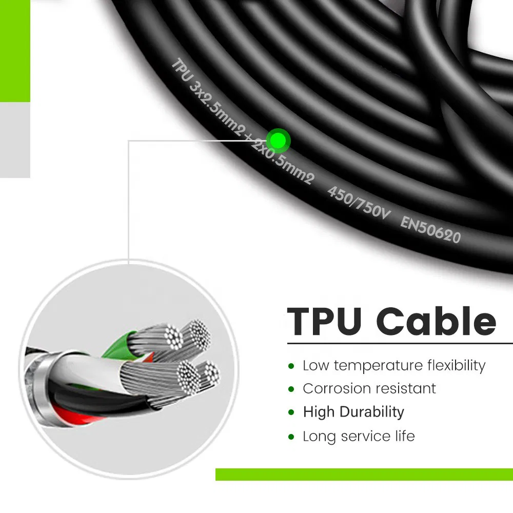 Cable de EV IEC62196-2 Mode3 Tipo de Cable de Carga 2 Cable de Carga de EV Conector de Enchufe de Vehículo Eléctrico