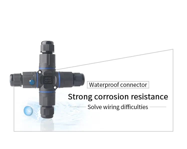 Cable de alimentación para iluminación exterior a prueba de agua 4 vías 2 conector de baja tensión