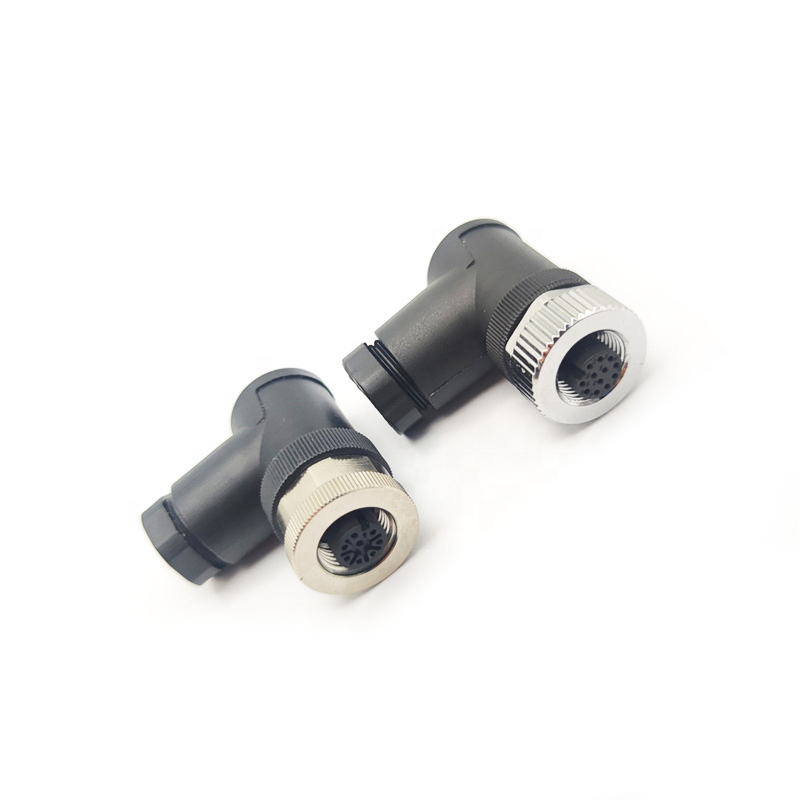 M12 Conector Circular de Sensor de Ángulo Recto Derecho 4 5 8 12 Pin