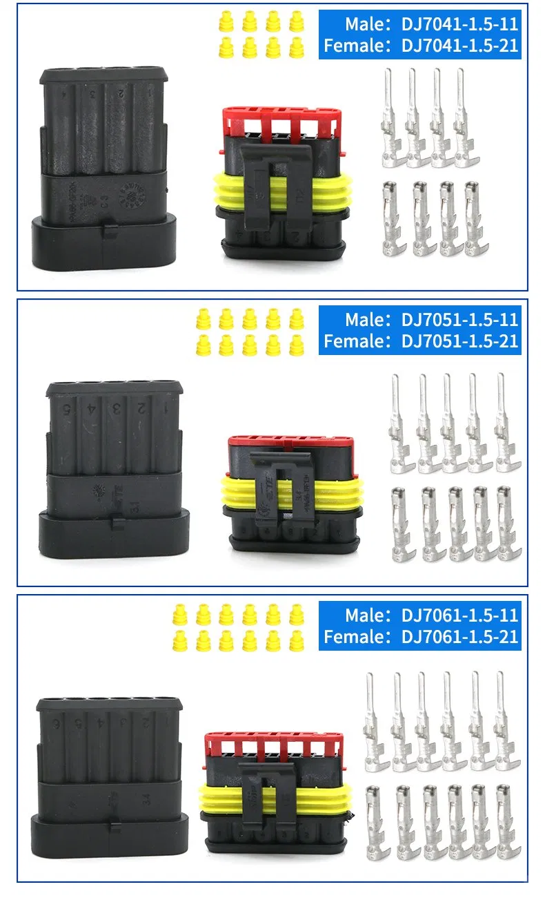 Conector 1.5mm Faros de coche Sistema de audio Plug-and-Play Arnés personalizado 1/2/3/4/5/6pin