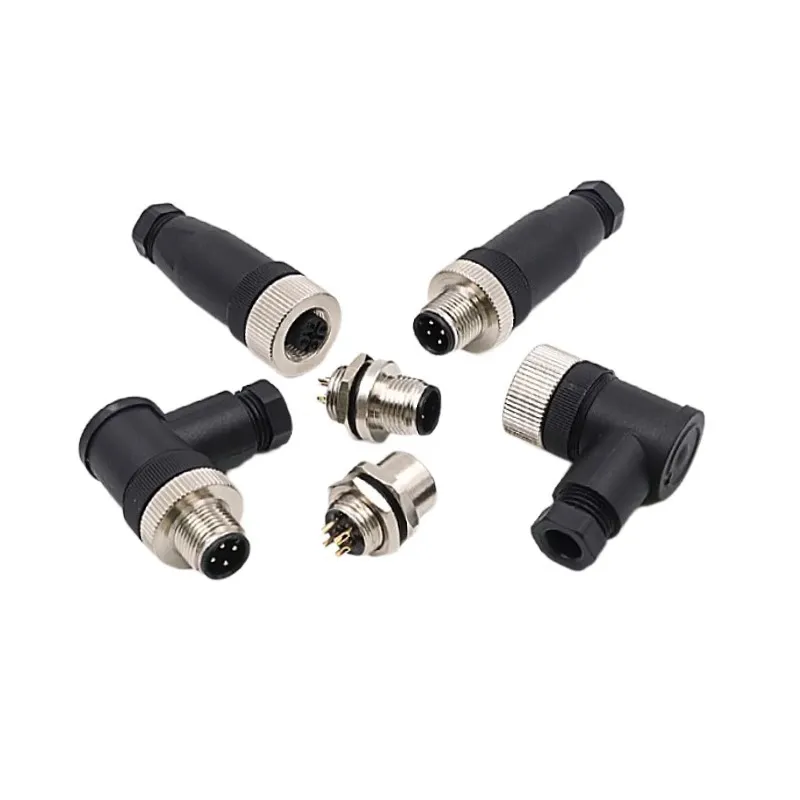 M12 Conector 4 Pin Automatización Industrial Sensor Circular Recto Macho Hembra IP67 Conector Impermeable