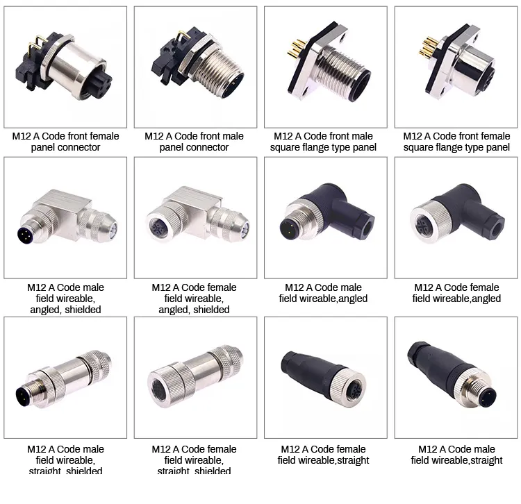 Conector de cable de sensor multi núcleo a-Code industrial IP67 M12 17-Pin masculino
