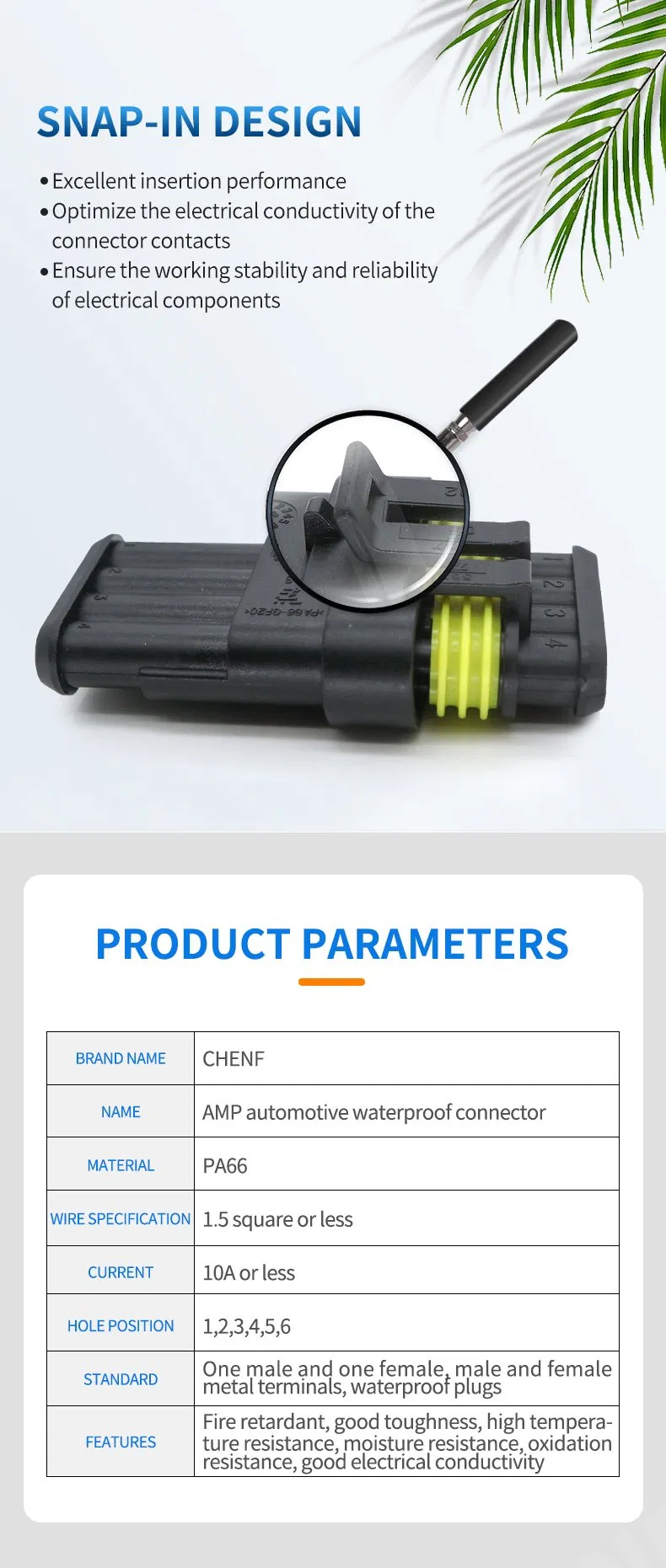 Conector 1.5mm Faros de coche Sistema de audio Plug-and-Play Arnés personalizado 1/2/3/4/5/6pin
