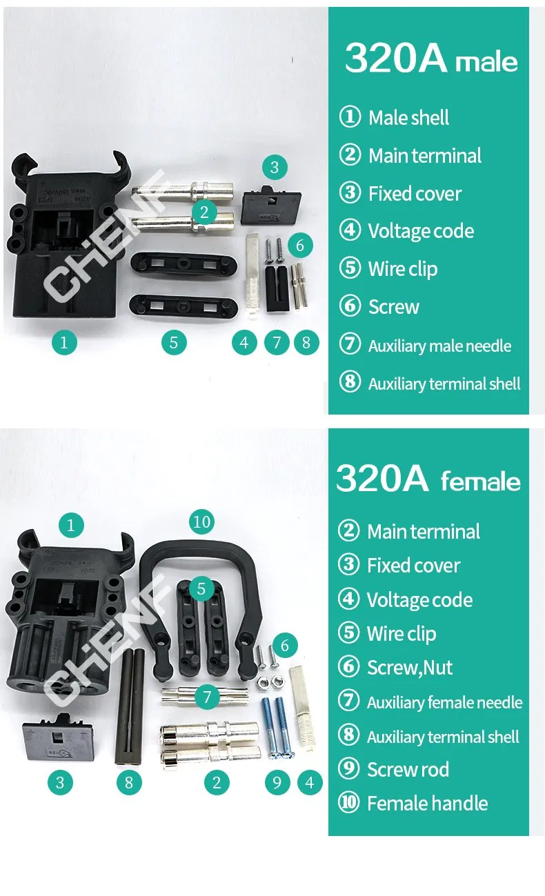 Conector de potencia de carretilla elevadora de doble polo Sb40, Sb50, Sb120, Sb175, Sb350 enchufe de batería de UPS solar PV 40A, 50A, 120A, 175A, 350A conector automotriz