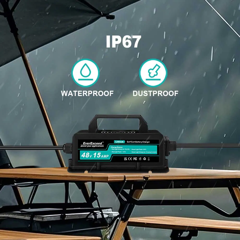 Carregador de Golfe Confiável 48V 15A para Baterias LiFePO4