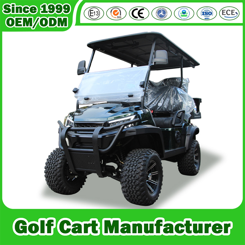 Fabricante de Carrinho de Golfe a Gasolina da China para Passeios de Caça Off Road Carro Clube Legal para Rua Utilitário Lsv Elevado 2+2 4 Assentos a Gasolina Elevado Carrinho de Golfe