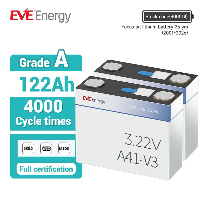 Eve A41-V3 122ah 3.2V LiFePO4 Bateria para Carrinho de Golfe Elétrico Sistema de Armazenamento de Energia Solar para Casa